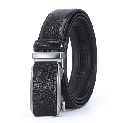Men's Crocodile Leather Belt - Auto Buckle
