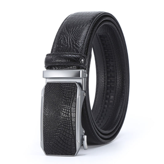 Men's Crocodile Leather Belt - Auto Buckle