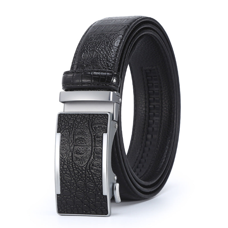 Men's Crocodile Leather Belt - Auto Buckle