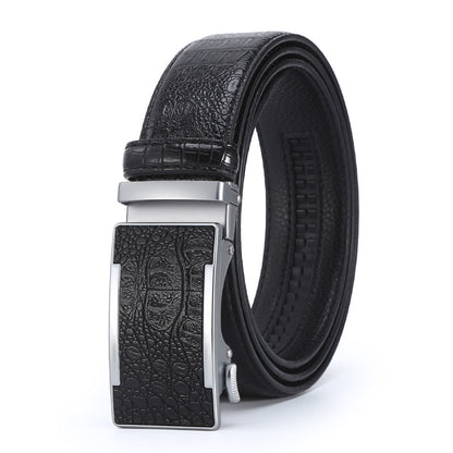 Men's Crocodile Leather Belt - Auto Buckle
