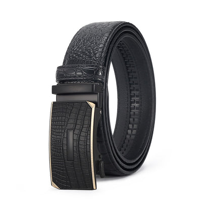 Men's Crocodile Leather Belt - Auto Buckle