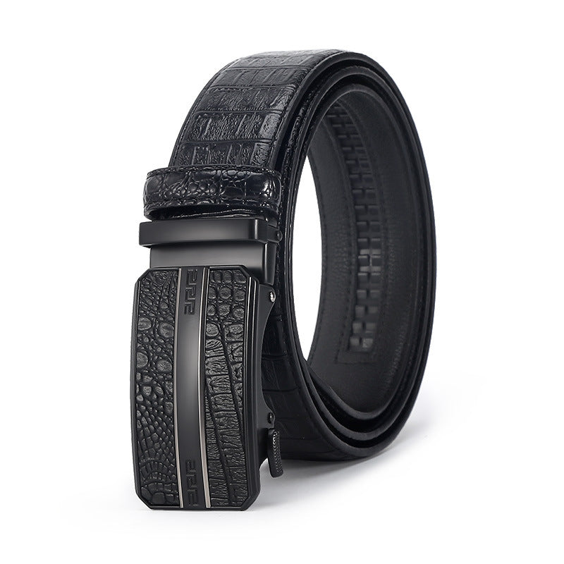 Men's Crocodile Leather Belt - Auto Buckle