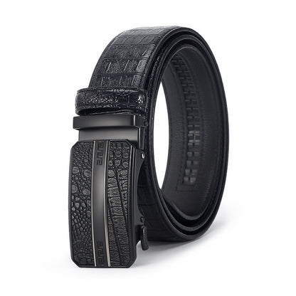Men's Crocodile Leather Belt - Auto Buckle