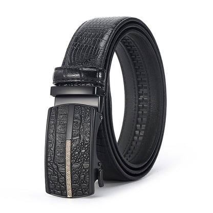 Men's Crocodile Leather Belt - Auto Buckle