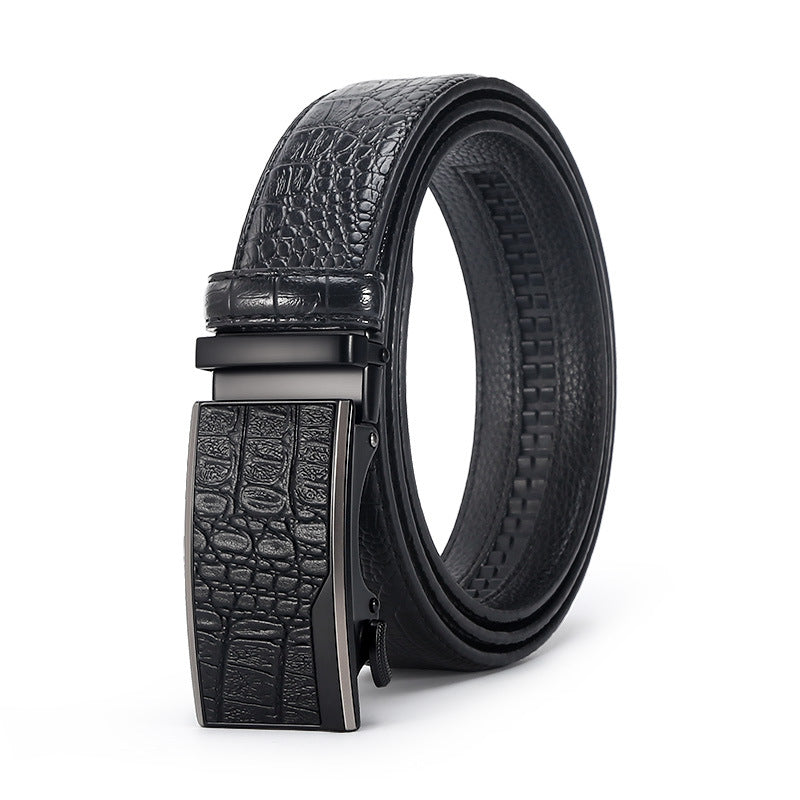 Men's Crocodile Leather Belt - Auto Buckle