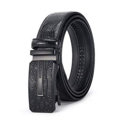 Men's Crocodile Leather Belt - Auto Buckle