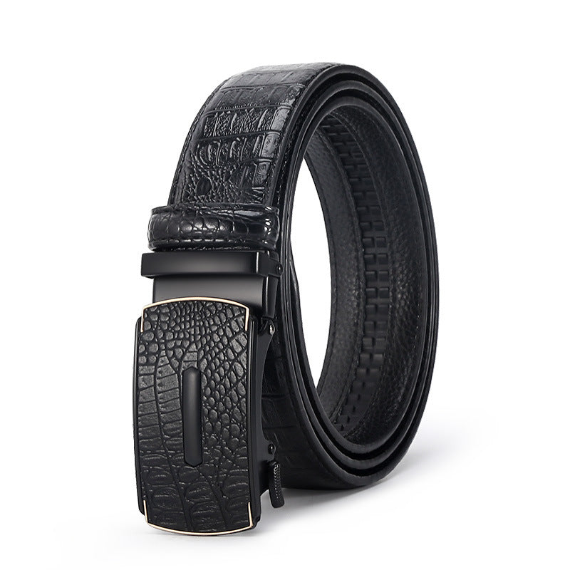 Men's Crocodile Leather Belt - Auto Buckle
