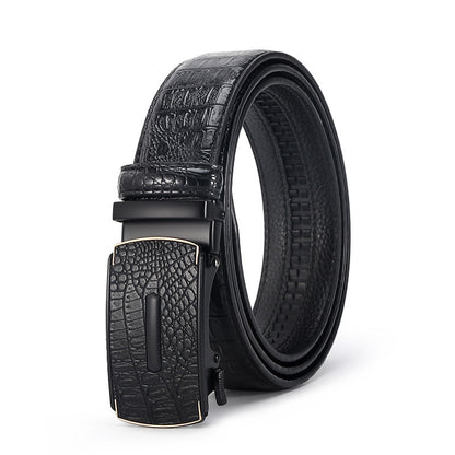 Men's Crocodile Leather Belt - Auto Buckle