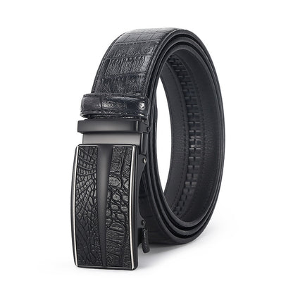 Men's Crocodile Leather Belt - Auto Buckle