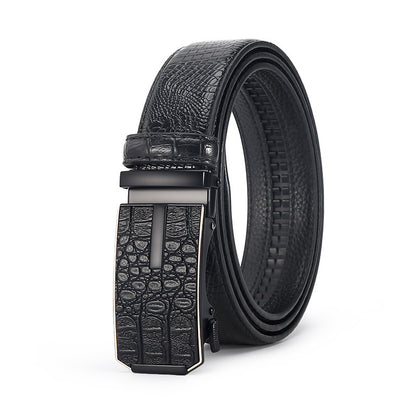 Men's Crocodile Leather Belt - Auto Buckle