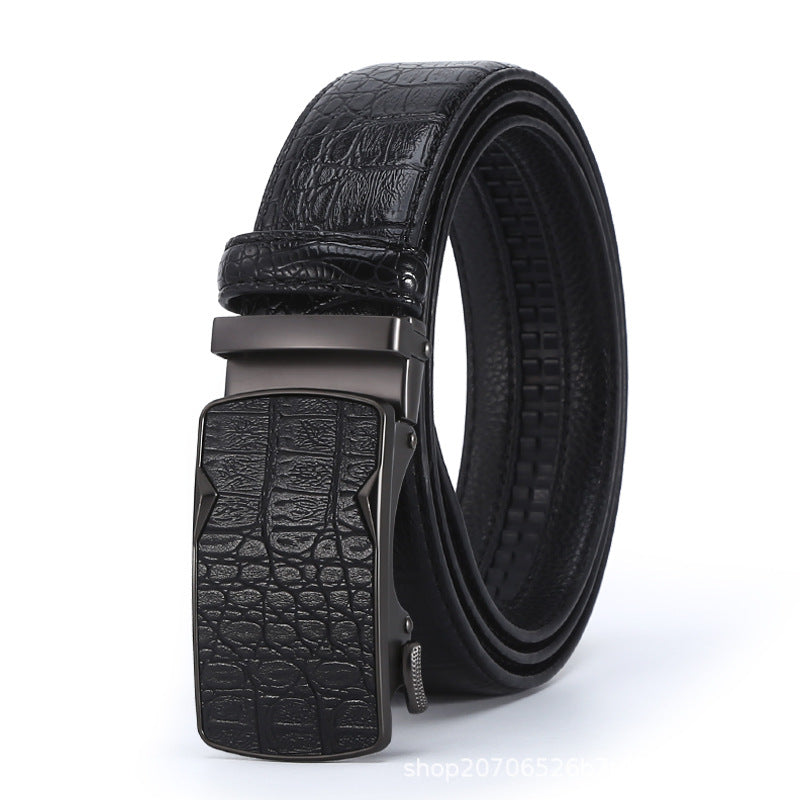 Men's Crocodile Leather Belt - Auto Buckle