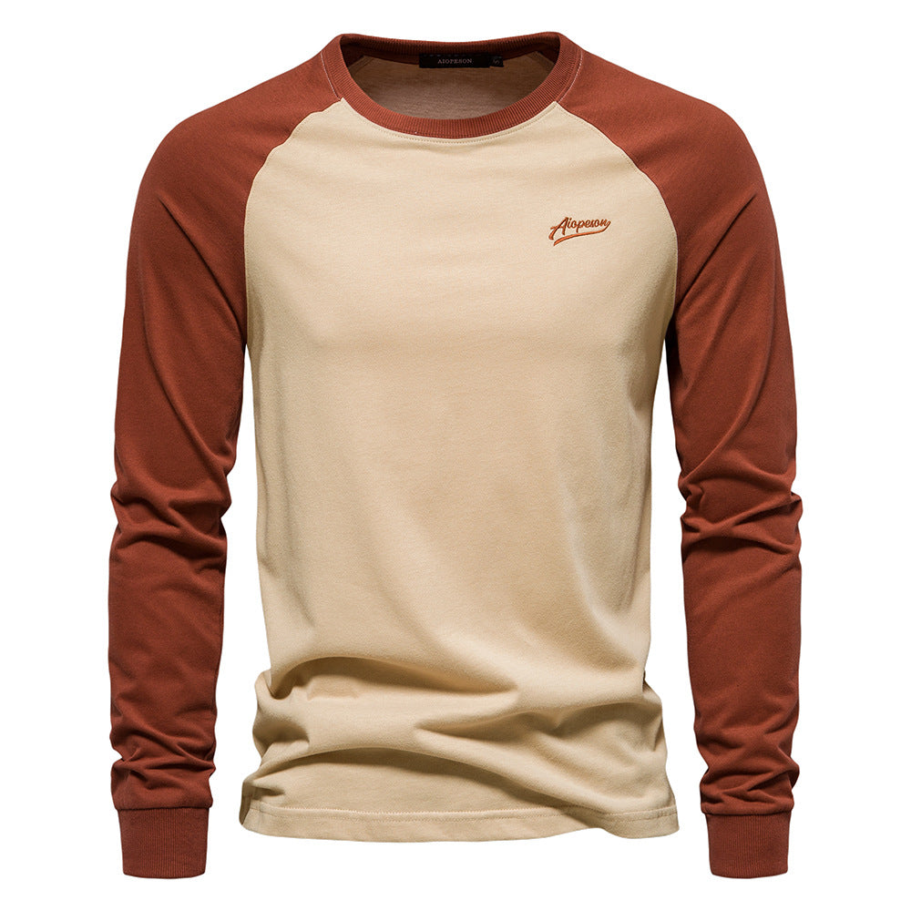 Men's Cotton Raglan Long Sleeve Casual Tee