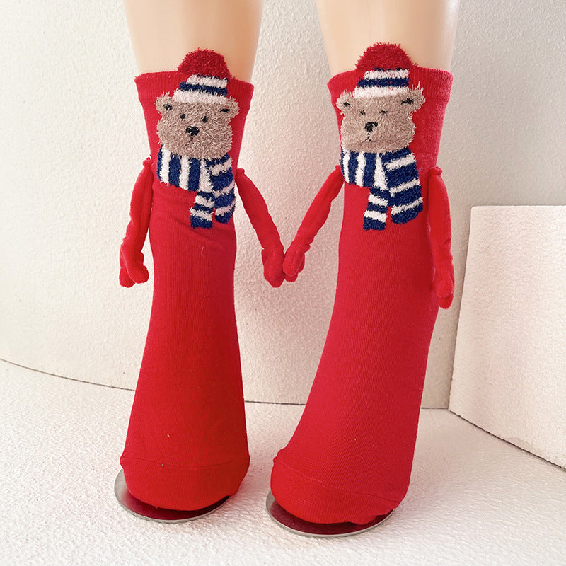 Magnetic Couple Socks: Hold Hands Mid-Calf