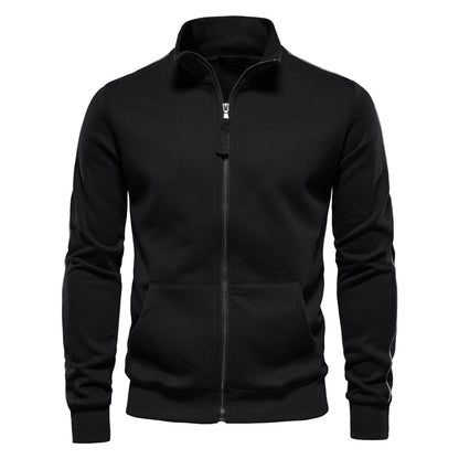 Men's Contrast Zip Stand Collar Sweater