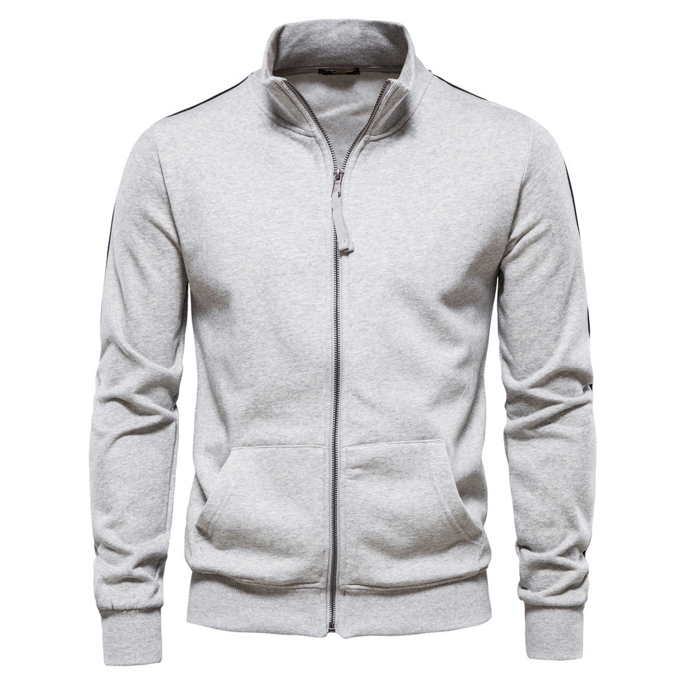 Men's Contrast Zip Stand Collar Sweater