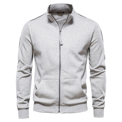 Men's Contrast Zip Stand Collar Sweater