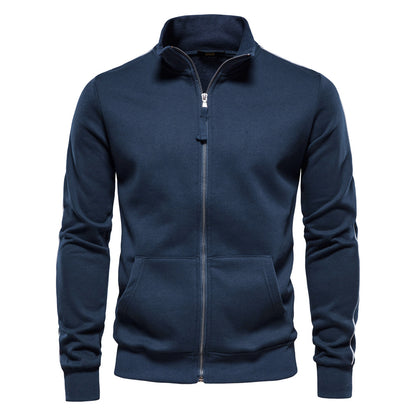 Men's Contrast Zip Stand Collar Sweater