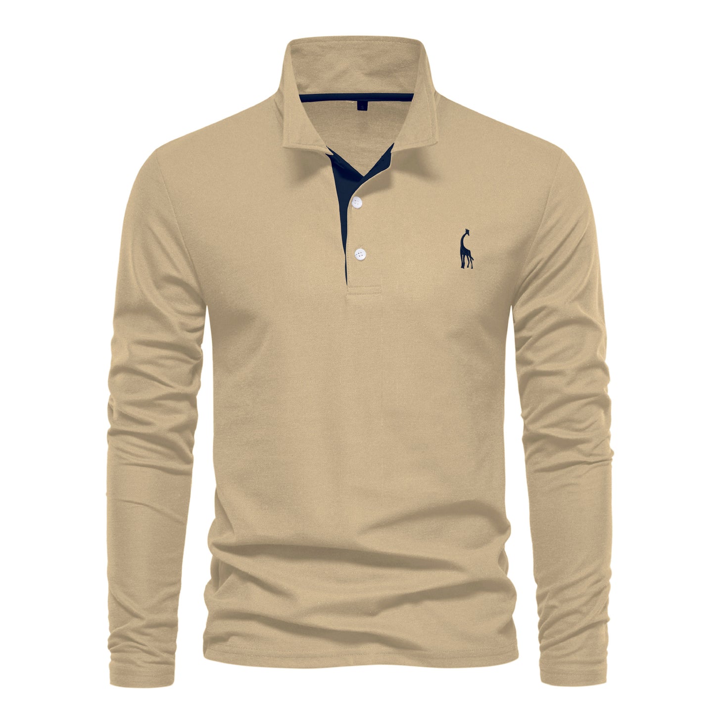 Men's Deer Embroidered Cotton Polo Shirt
