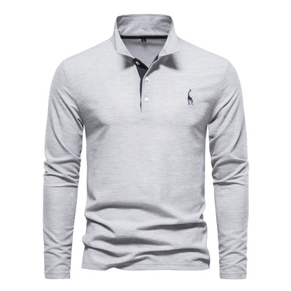 Men's Deer Embroidered Cotton Polo Shirt