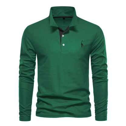 Men's Deer Embroidered Cotton Polo Shirt