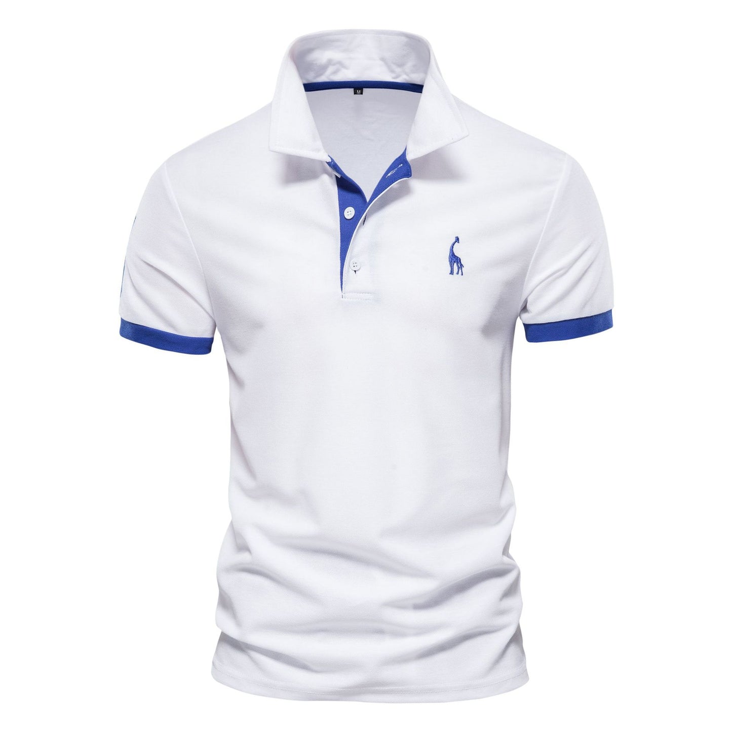 Men's Deer Embroidered Polo Shirt - Short Sleeve Mesh Lapel Tee