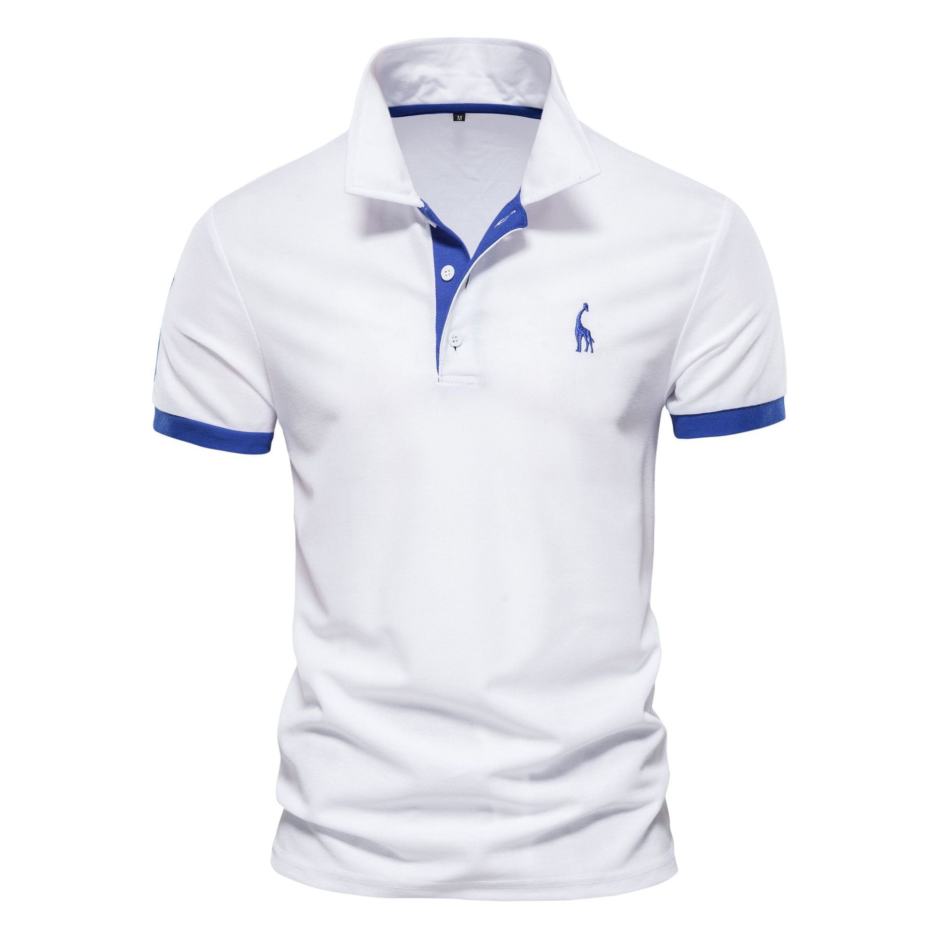 Men's Deer Embroidered Polo Shirt - Short Sleeve Mesh Lapel Tee