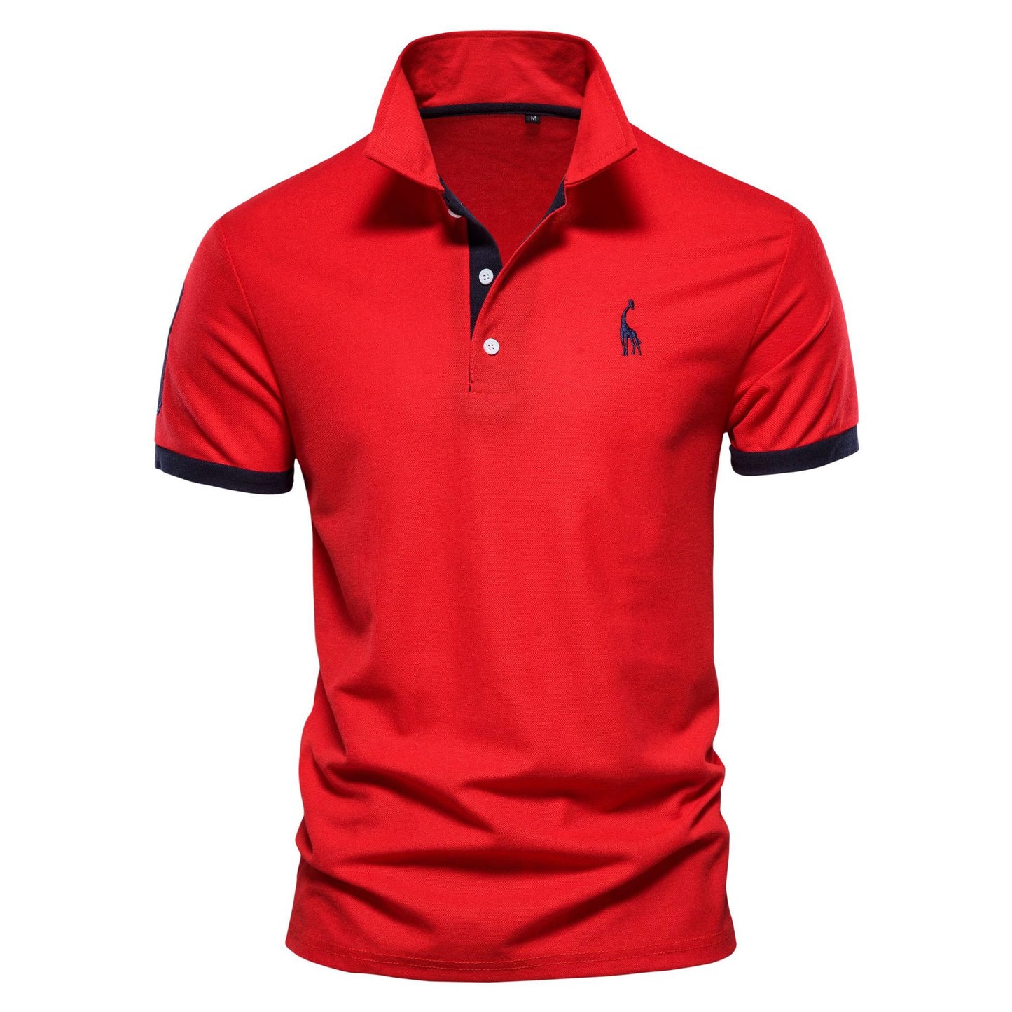 Men's Deer Embroidered Polo Shirt - Short Sleeve Mesh Lapel Tee