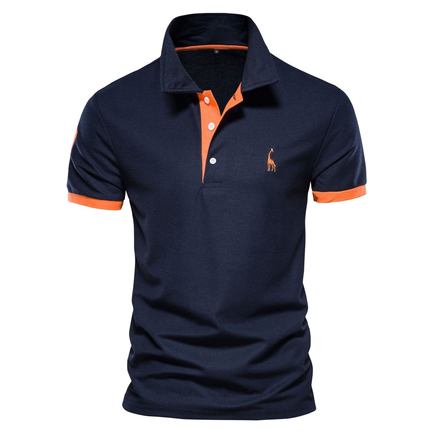 Men's Deer Embroidered Polo Shirt - Short Sleeve Mesh Lapel Tee