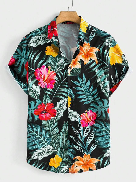 Men's Digital Print Hawaiian Shirt - 2025 Summer Style