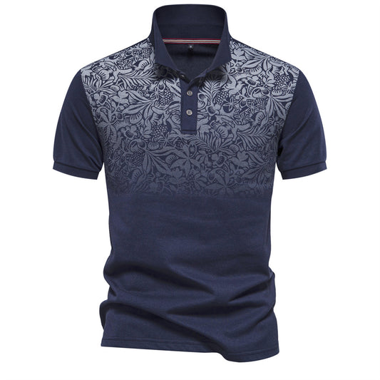 Men's Gradient Print Polo Shirt - Summer Style