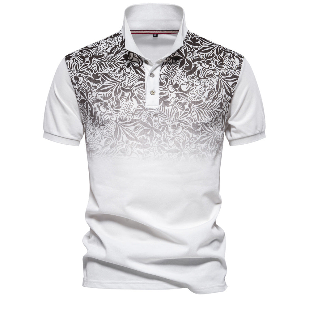 Men's Gradient Print Polo Shirt - Summer Style