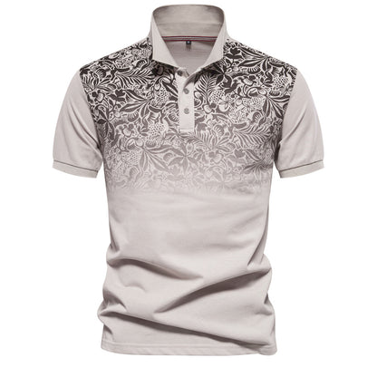 Men's Gradient Print Polo Shirt - Summer Style