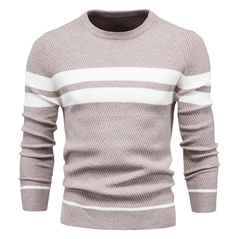 Men's Striped Crewneck Sweater - Warm & Stylish