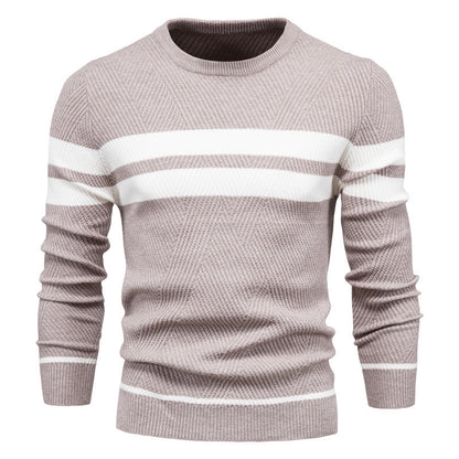 Men's Striped Crewneck Sweater - Warm & Stylish