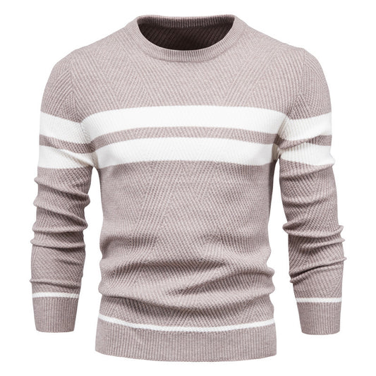 Men's Striped Crewneck Sweater - Warm & Stylish