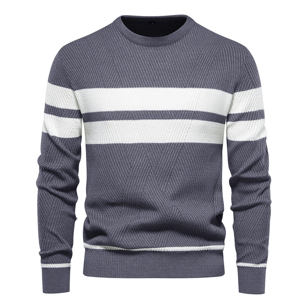 Men's Striped Crewneck Sweater - Warm & Stylish
