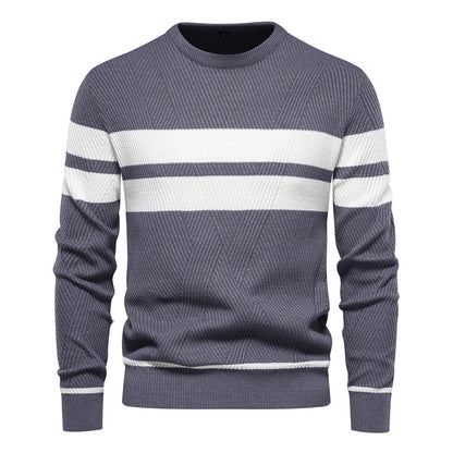 Men's Striped Crewneck Sweater - Warm & Stylish