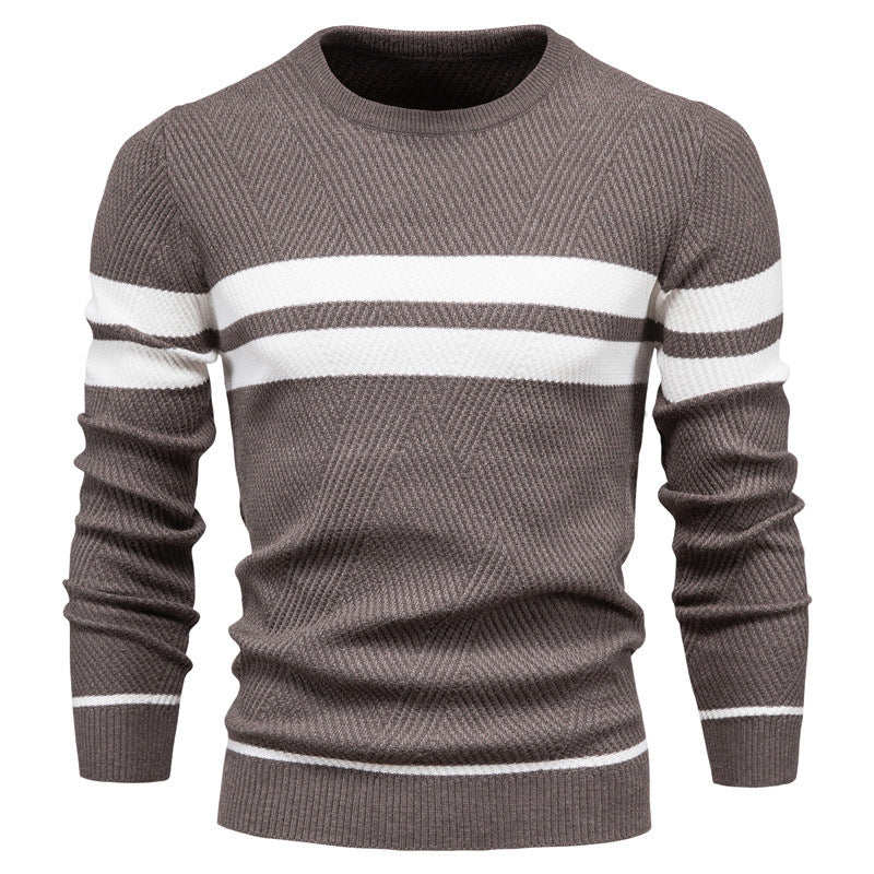 Men's Striped Crewneck Sweater - Warm & Stylish
