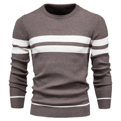 Men's Striped Crewneck Sweater - Warm & Stylish