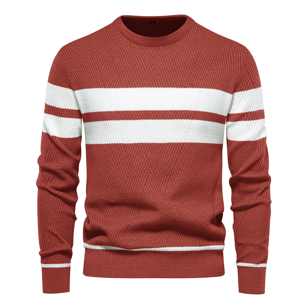 Men's Striped Crewneck Sweater - Warm & Stylish