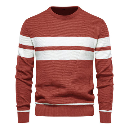 Men's Striped Crewneck Sweater - Warm & Stylish