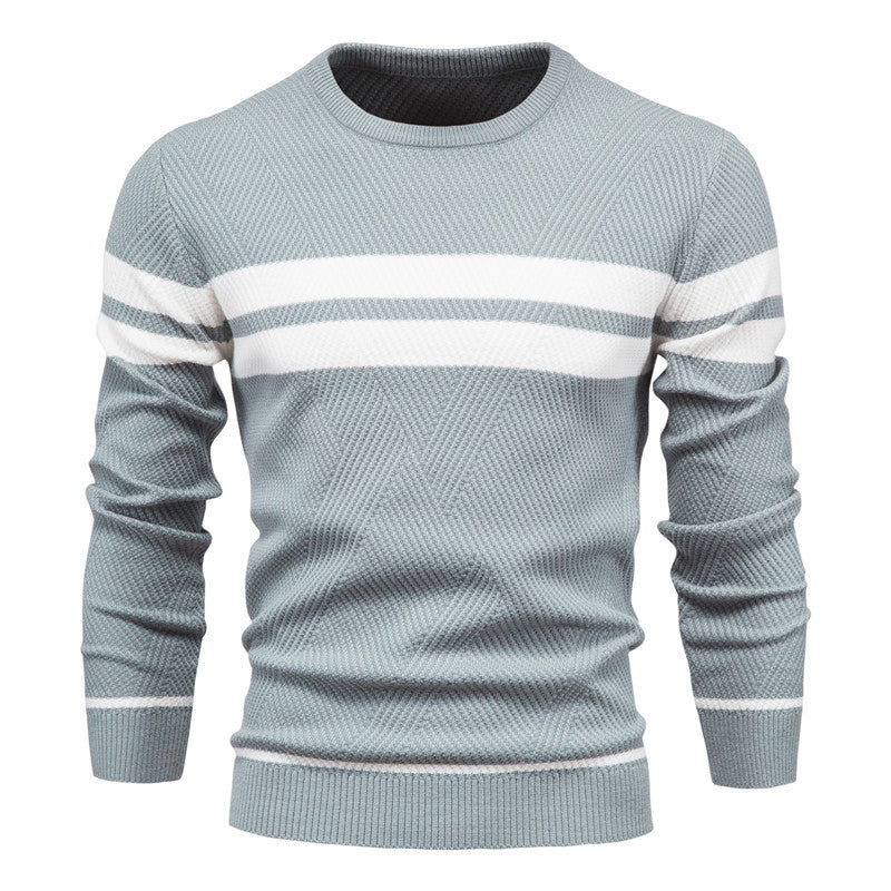 Men's Striped Crewneck Sweater - Warm & Stylish