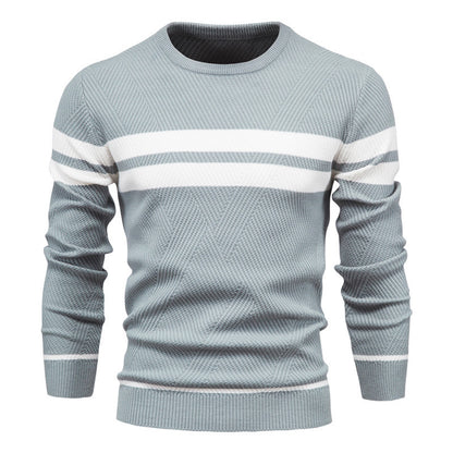 Men's Striped Crewneck Sweater - Warm & Stylish