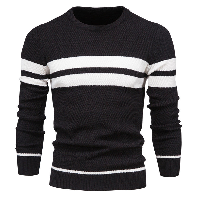 Men's Striped Crewneck Sweater - Warm & Stylish