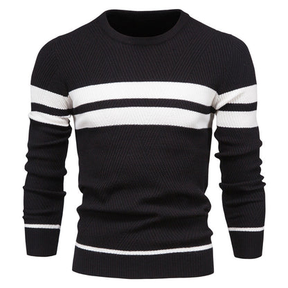Men's Striped Crewneck Sweater - Warm & Stylish
