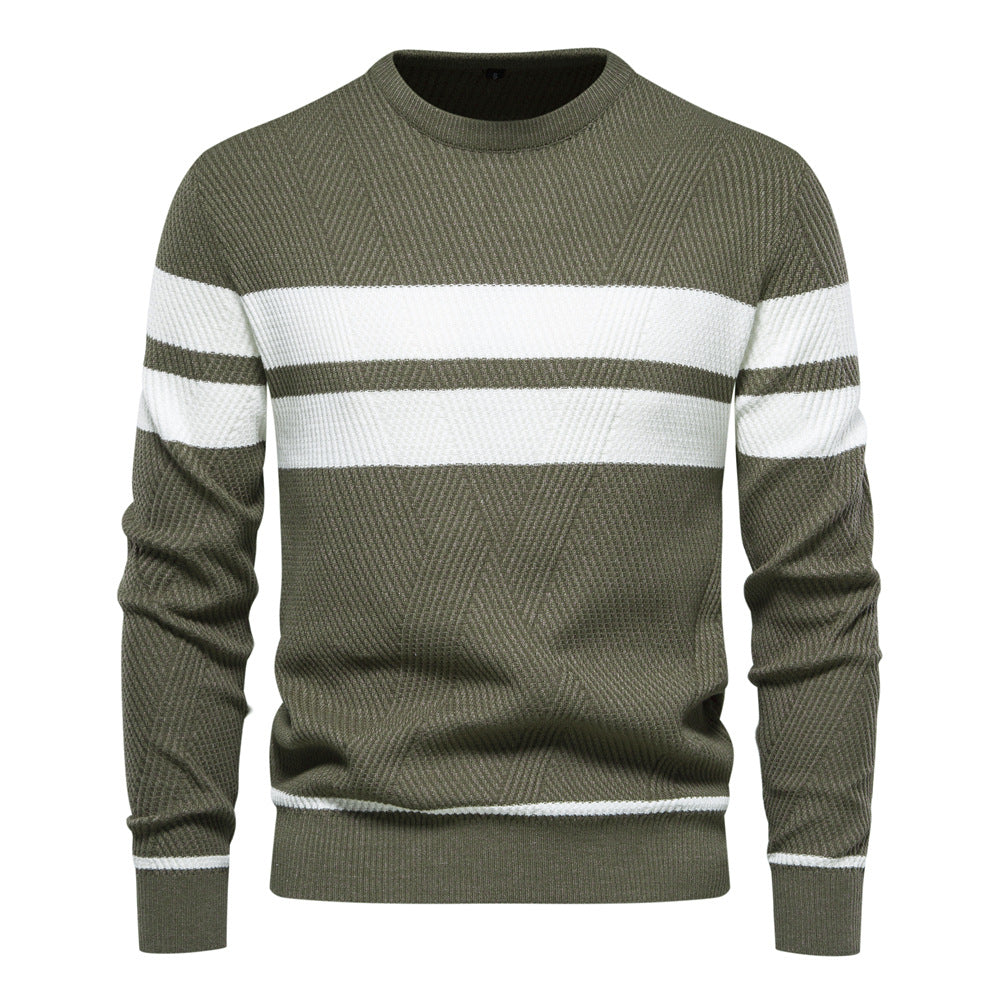 Men's Striped Crewneck Sweater - Warm & Stylish