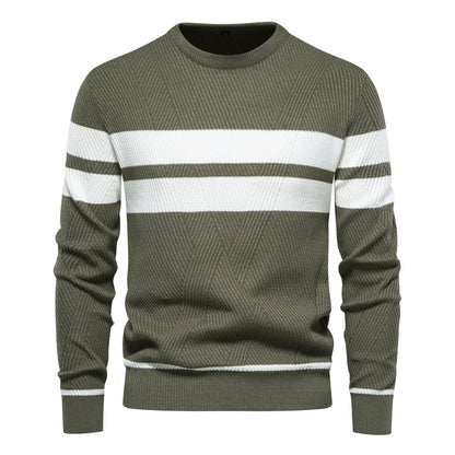 Men's Striped Crewneck Sweater - Warm & Stylish