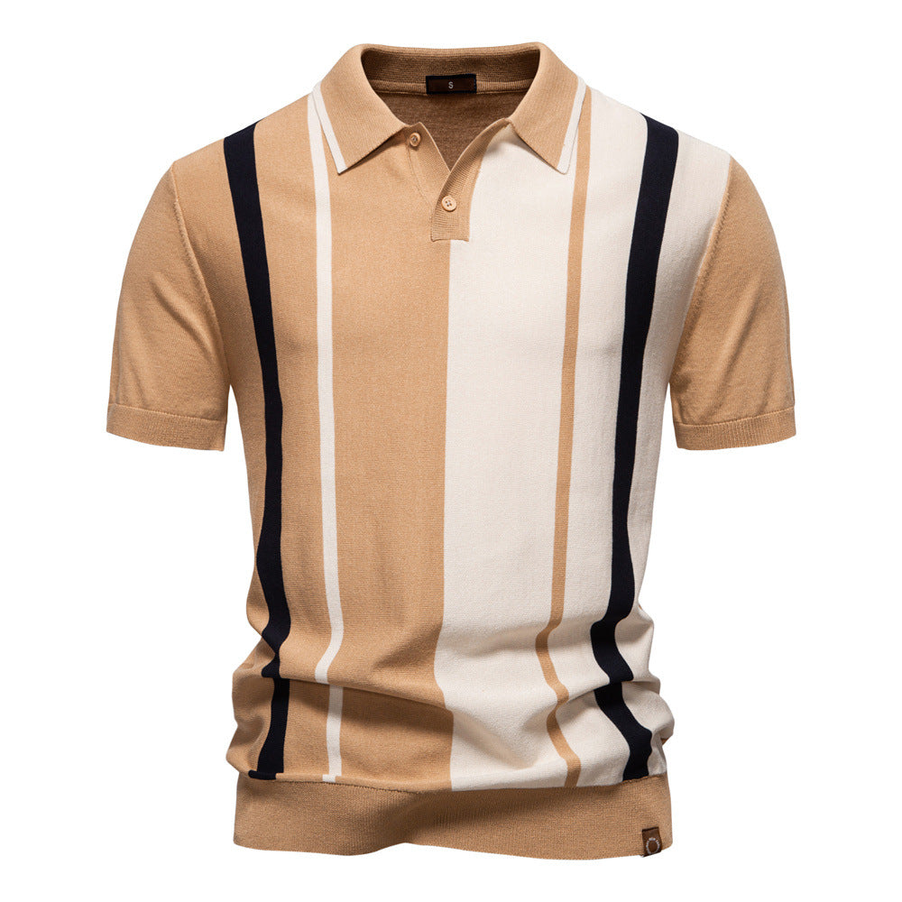 Men's Striped Knit Polo Shirt - Summer 2025
