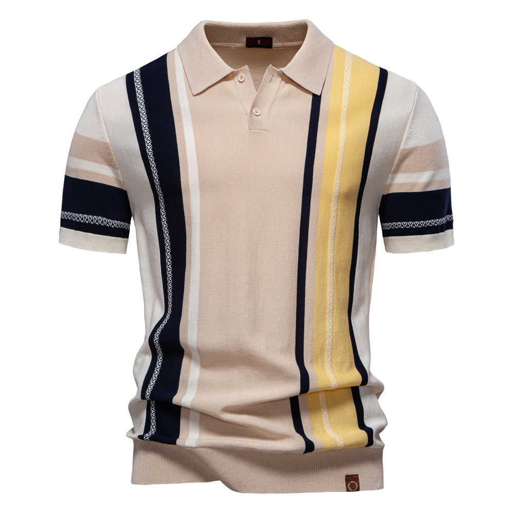 Men's Striped Knit Polo Shirt - Summer 2025