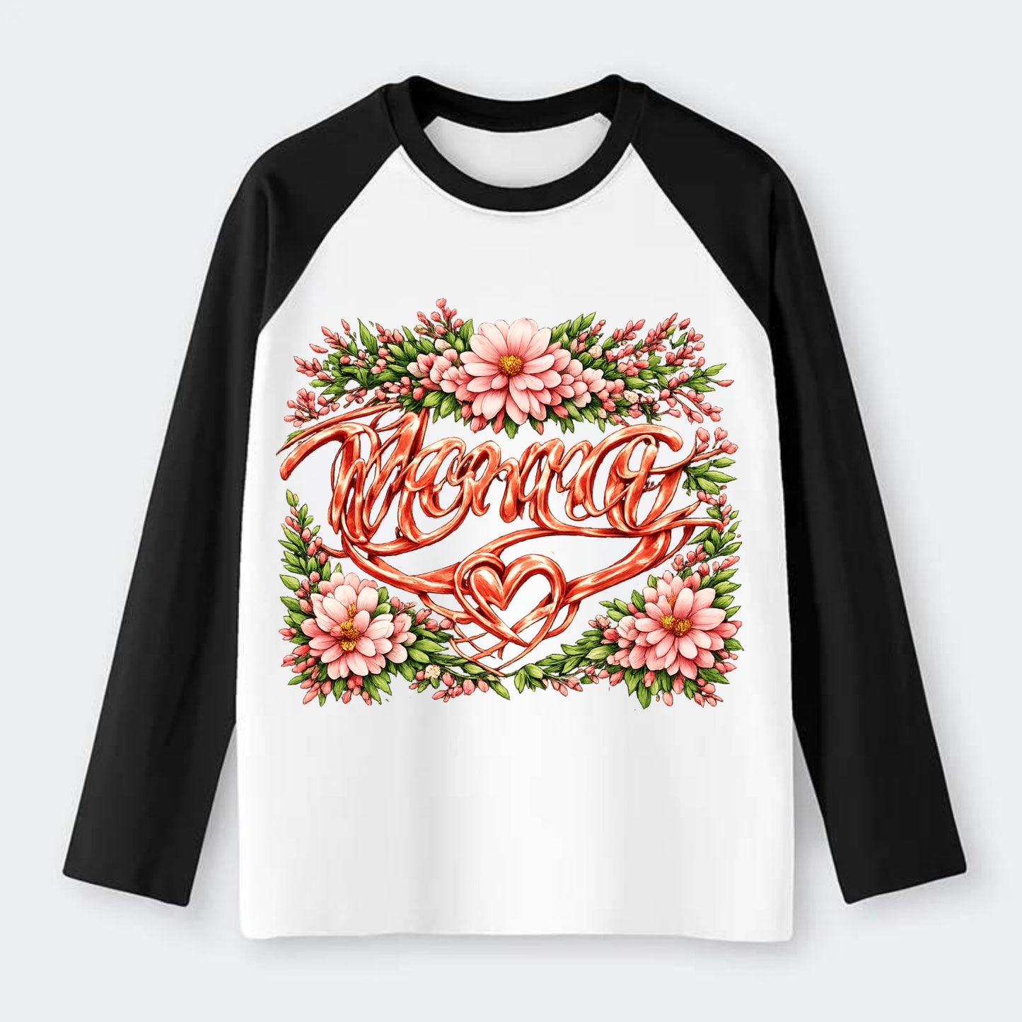 Mama Script - Raglan Long Sleeve T-Shirt
